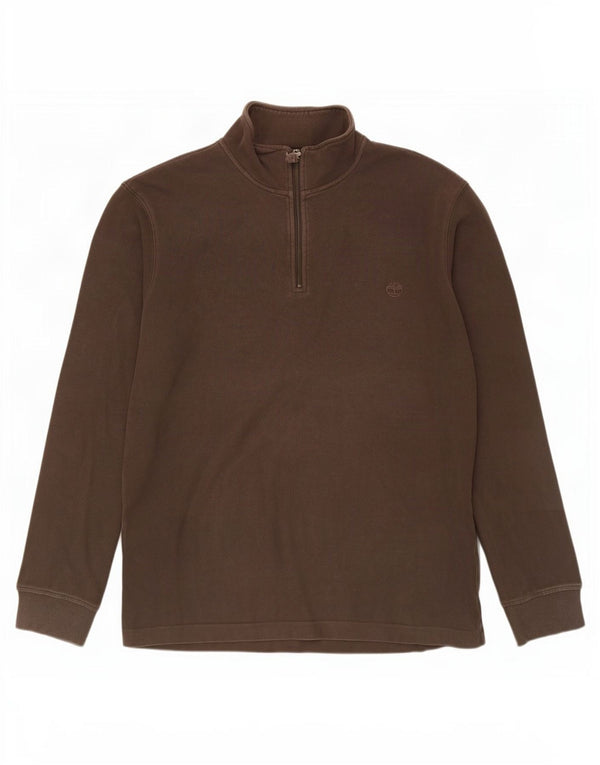 Timberland Felpa da uomo con vestibilità regolare con zip e collo 2XL in cotone marrone