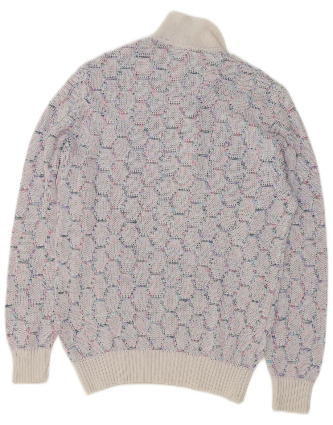 VINTAGE Maglione da uomo con collo alto blu medio geometrico