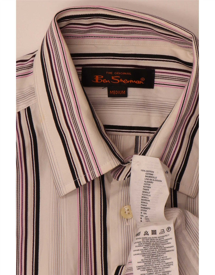 Camicia da uomo Ben Sherman in cotone a righe bianche medie