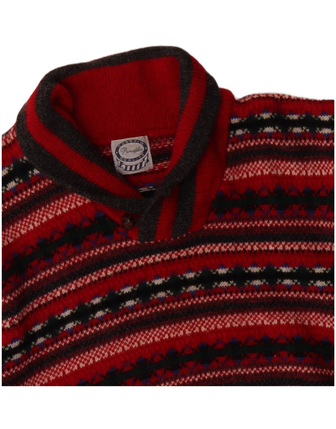 PRINCIPLES Maglione da donna con collo a scialle UK 14 Medio Rosso Fair Isle