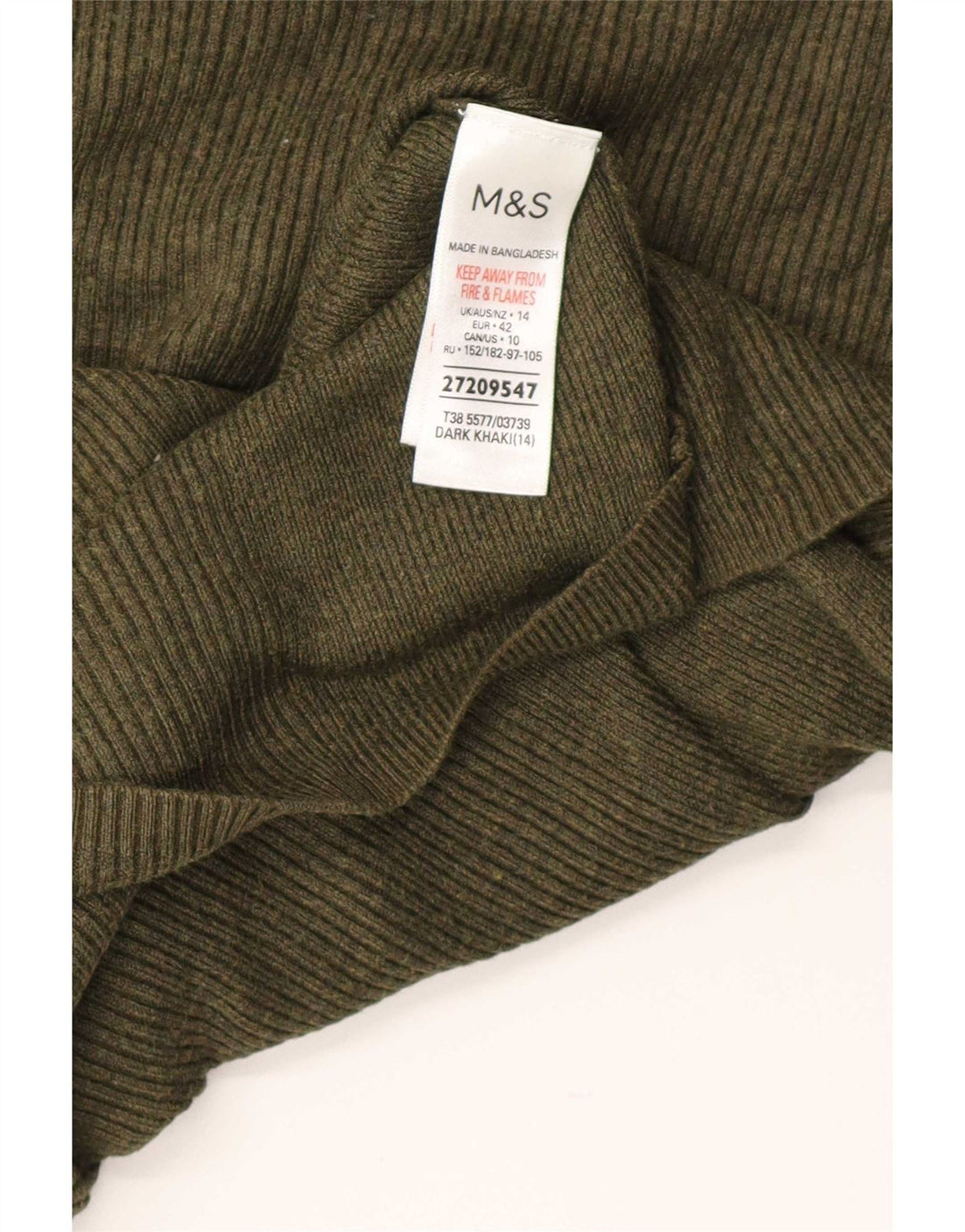 Maglione maglione a collo alto da donna Marks & Spencer UK 14 grande viscosa kaki