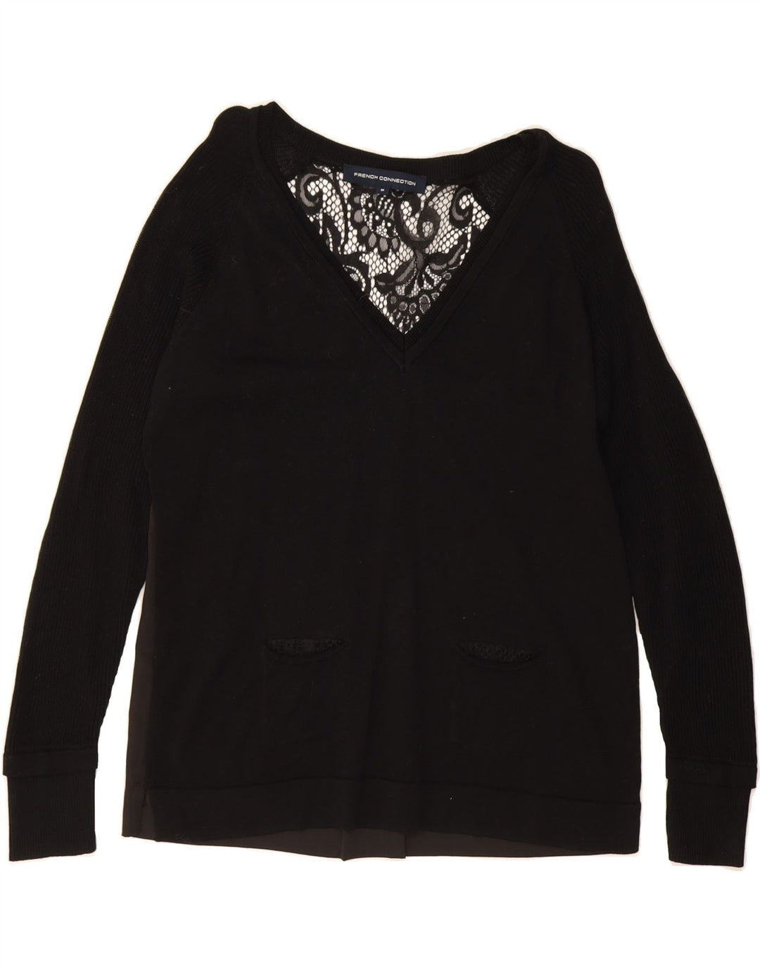FRENCH CONNECTION Womens Long Sleeve Blouse Top UK 14 Medium Black Vintage French Connection and Second-Hand French Connection from Messina Hembry 