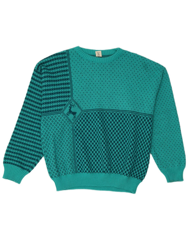 Maglione girocollo da uomo C&A IT 56/58 XL Turchese geometrico