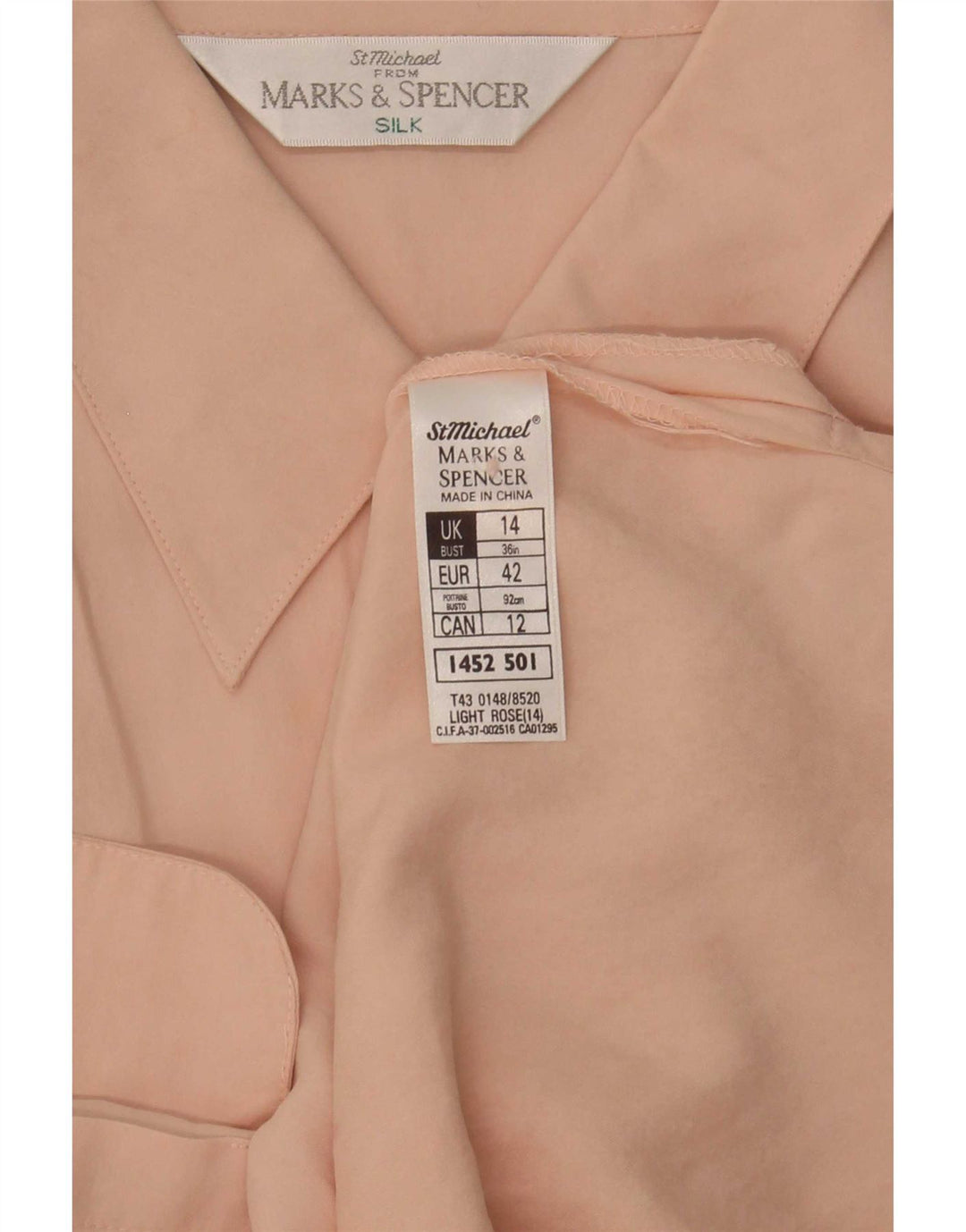 Marks & Spencer Camicetta da donna St. Michael Camicia UK 14 Grande Seta rosa