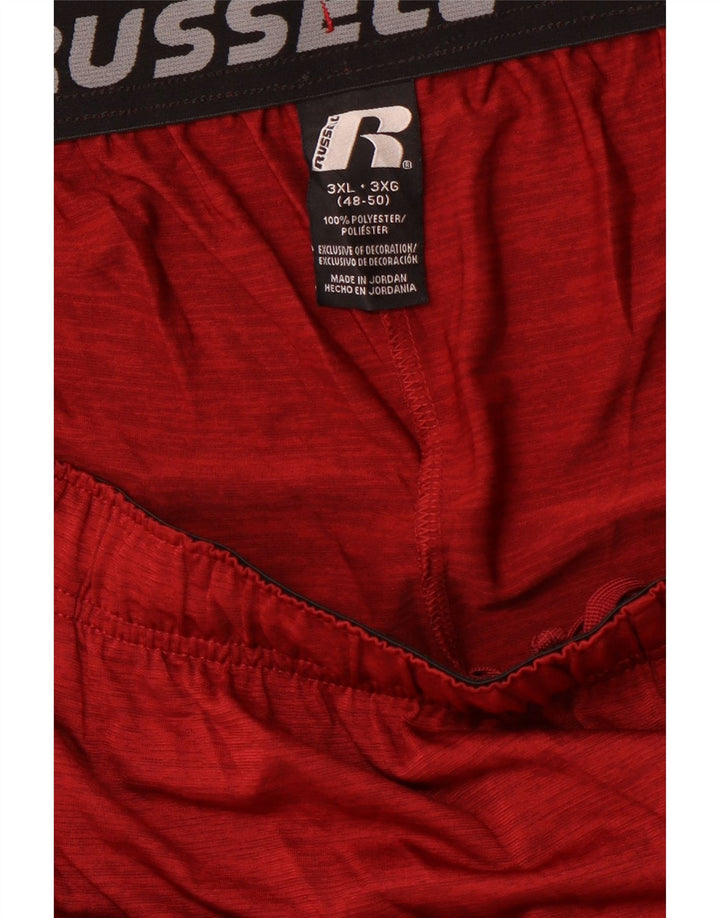 RUSSELL ATHLETIC Pantaloncini sportivi Dri-Power da uomo 3XL Rosso Colorblock