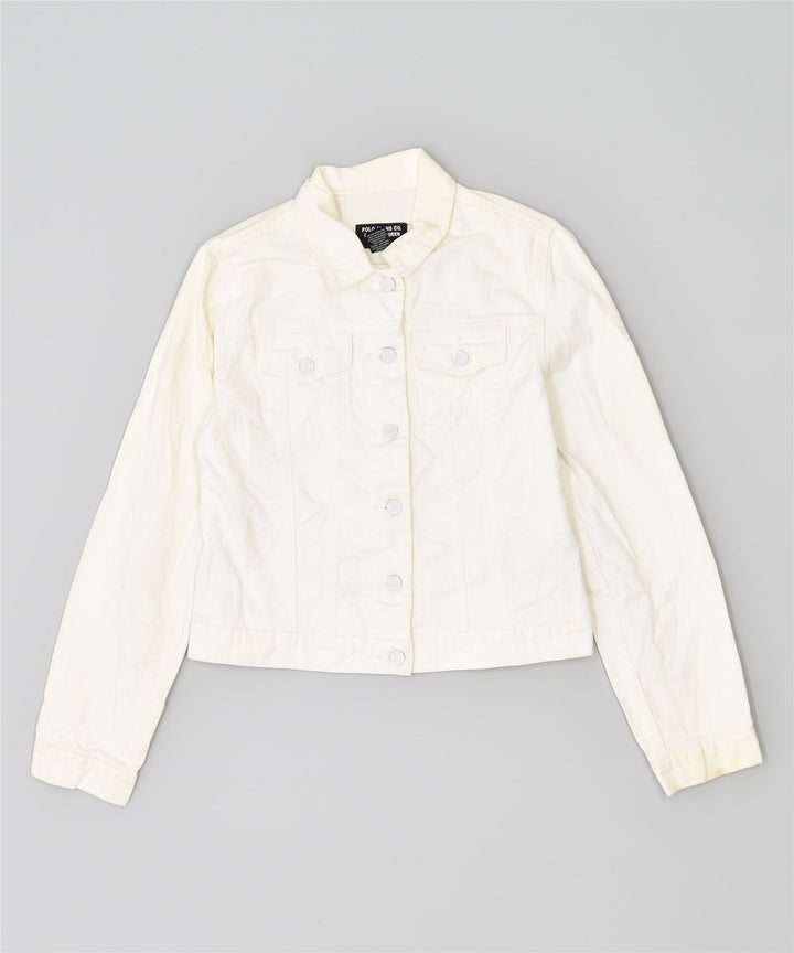POLO RALPH LAUREN Giacca in denim da donna UK 14 grande cotone bianco