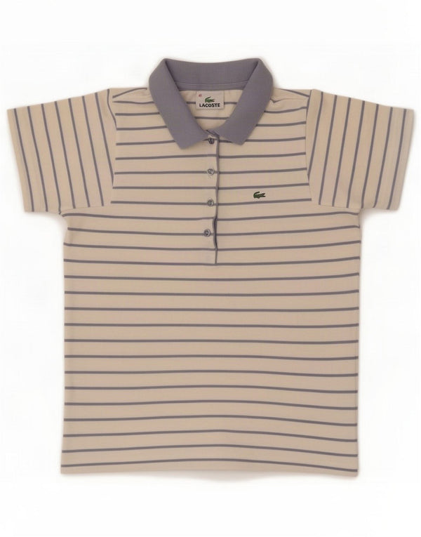 Polo da donna Lacoste taglia 40 cotone a righe bianche medie
