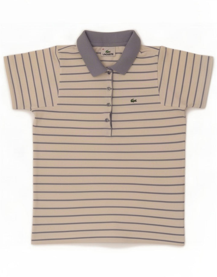 Polo da donna Lacoste taglia 40 cotone a righe bianche medie