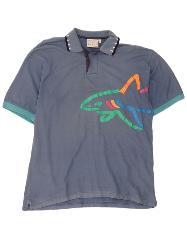 Polo grafica da uomo Reebok grande in cotone blu