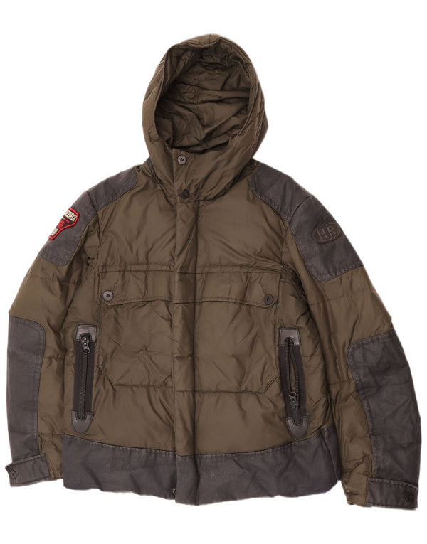 Giacca imbottita con cappuccio da uomo di Historic Research UK 40 Large color kaki