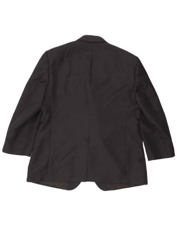 Giacca blazer a 3 bottoni da uomo Marks & Spencer UK 44 XL gessato blu navy