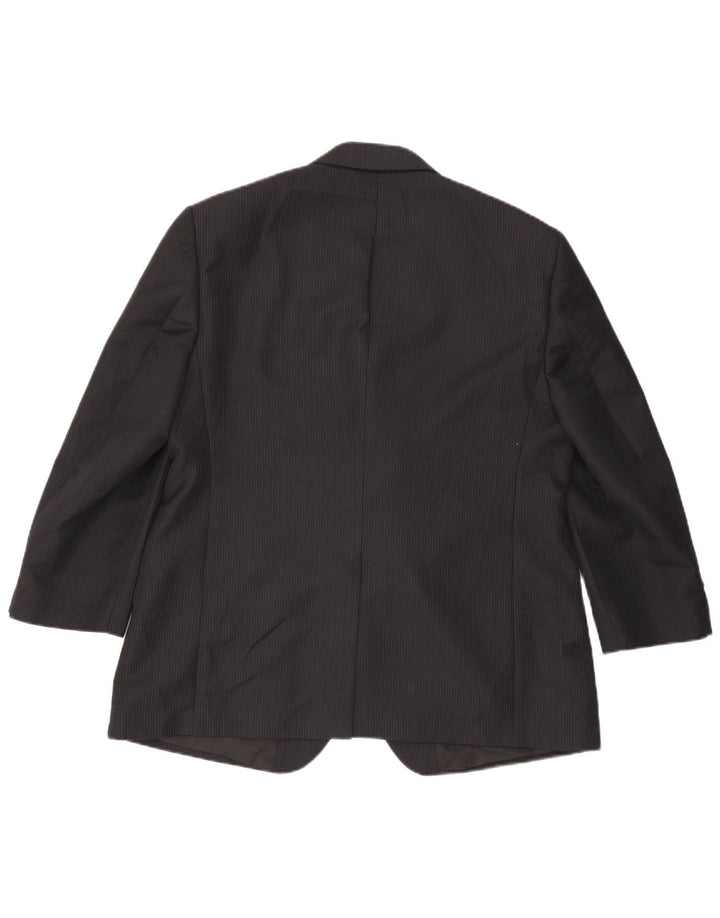Giacca blazer a 3 bottoni da uomo Marks & Spencer UK 44 XL gessato blu navy