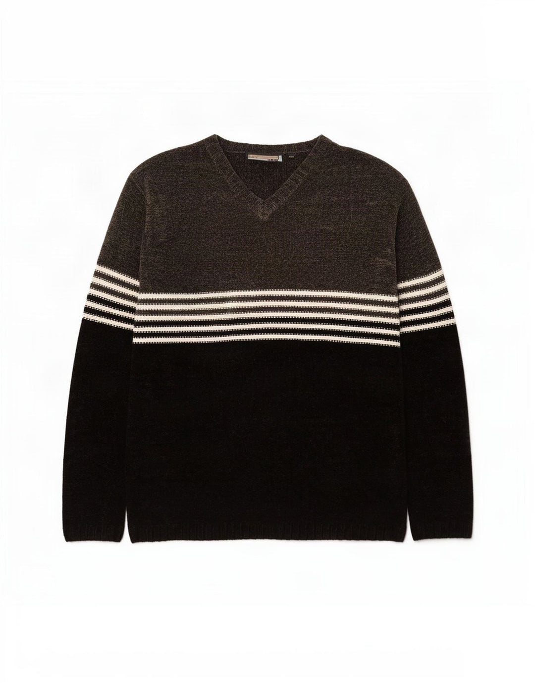 Maglione vintage da uomo in velluto con scollo a V, grande color grigio