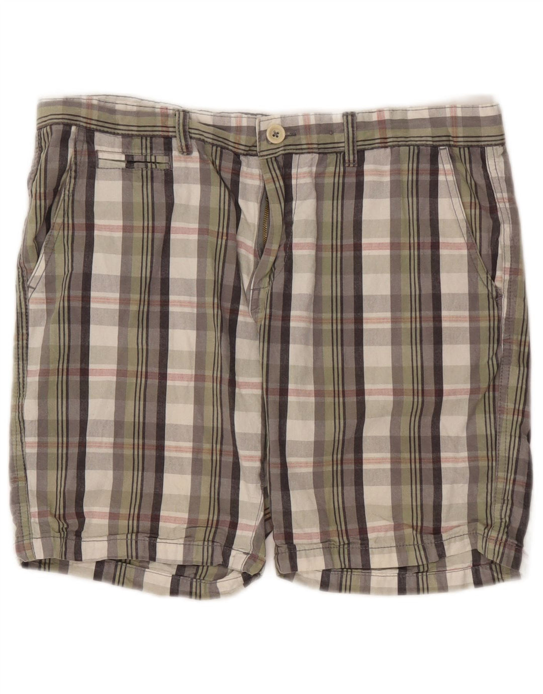 Pantaloncini chino da uomo dalla vestibilità regolare Pierre Cardin W34 grandi quadri multicolori