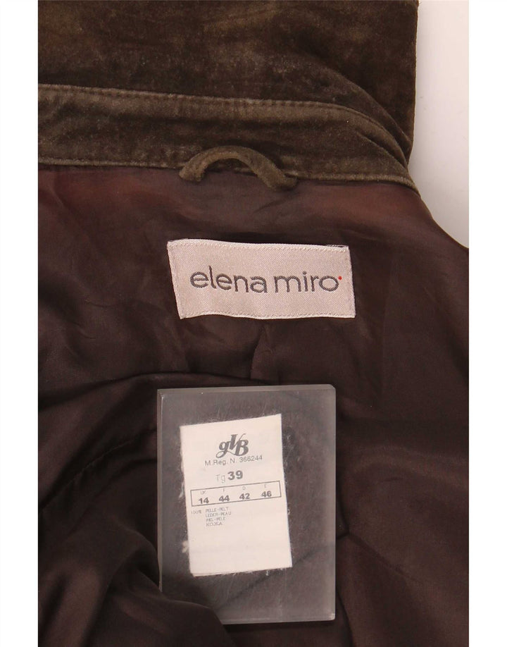 ELENA MIRO Giacca in pelle scamosciata oversize da donna UK 14 Large Marrone Pelle