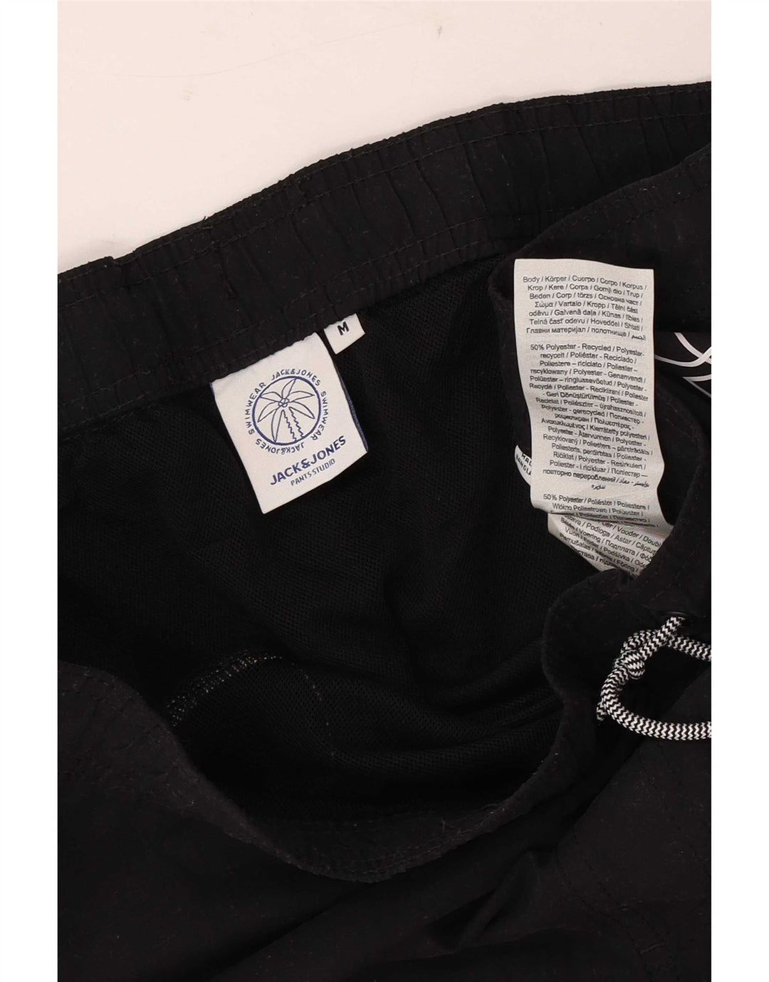 Pantaloncini da bagno grafici da uomo Jack & Jones medio poliestere nero