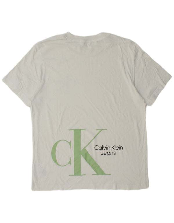 Calvin Klein Jeans T-shirt grafica da uomo Top grande in cotone bianco