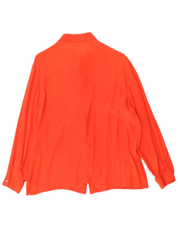Camicetta oversize da donna vintage IT 50 XL Seta floreale arancione