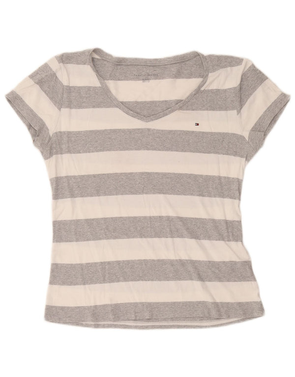 T-shirt da donna Tommy Hilfiger Top UK 18 XL a righe grigie