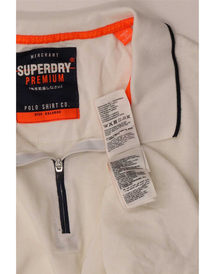 Polo da uomo Superdry 2XL cotone a righe bianche