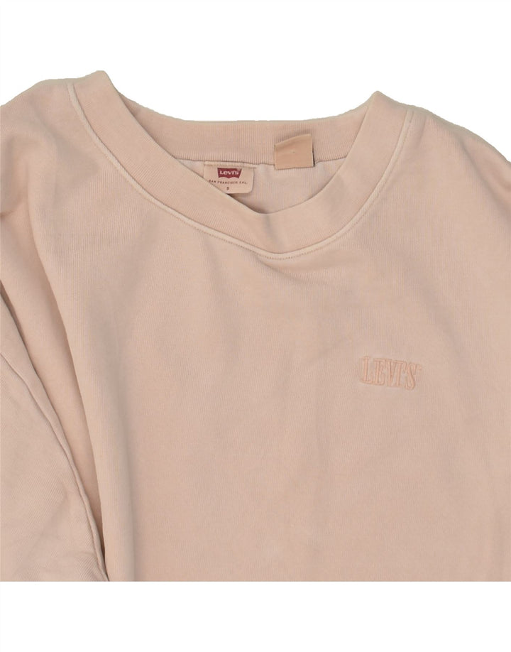 LEVI'S Womens Oversized Sweatshirt Jumper UK 10 Small Beige Cotton | Vintage Levi's | Thrift | Second-Hand Levi's | Used Clothing | Messina Hembry 