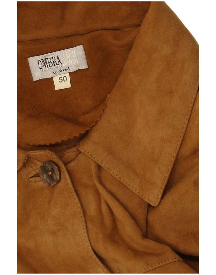 Giacca vintage in pelle scamosciata da donna IT 50 XL Marrone