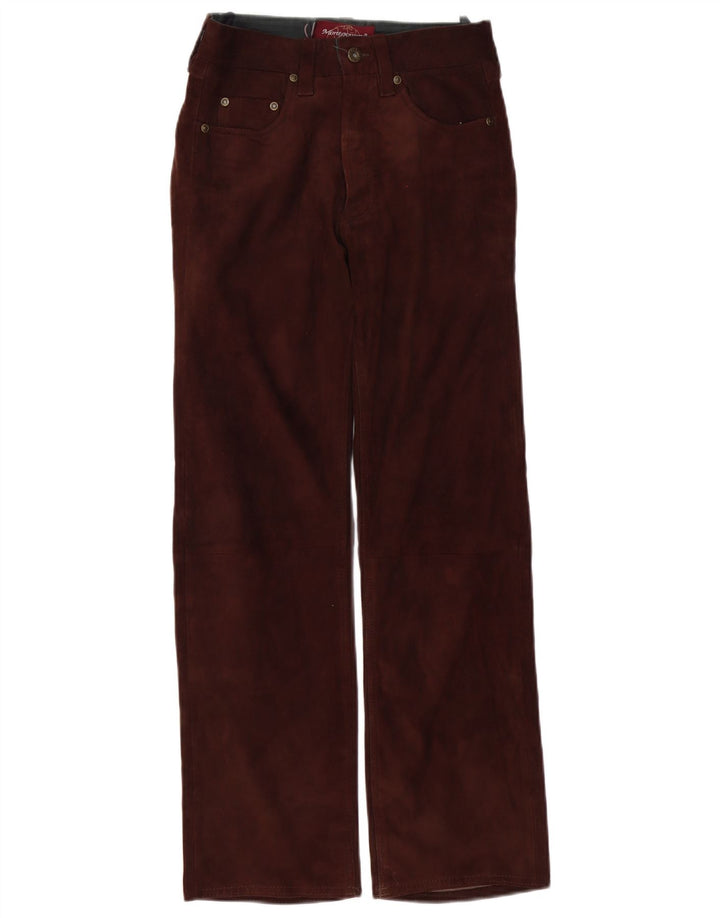 Pantaloni dritti da donna in pelle scamosciata MONTGOMERY W27 L29 in pelle marrone
