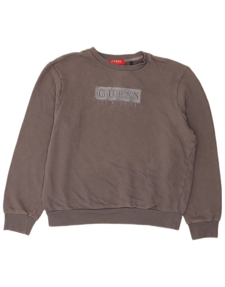Guess Felpa oversize con grafica da donna Maglione UK 10 Small Cotone grigio