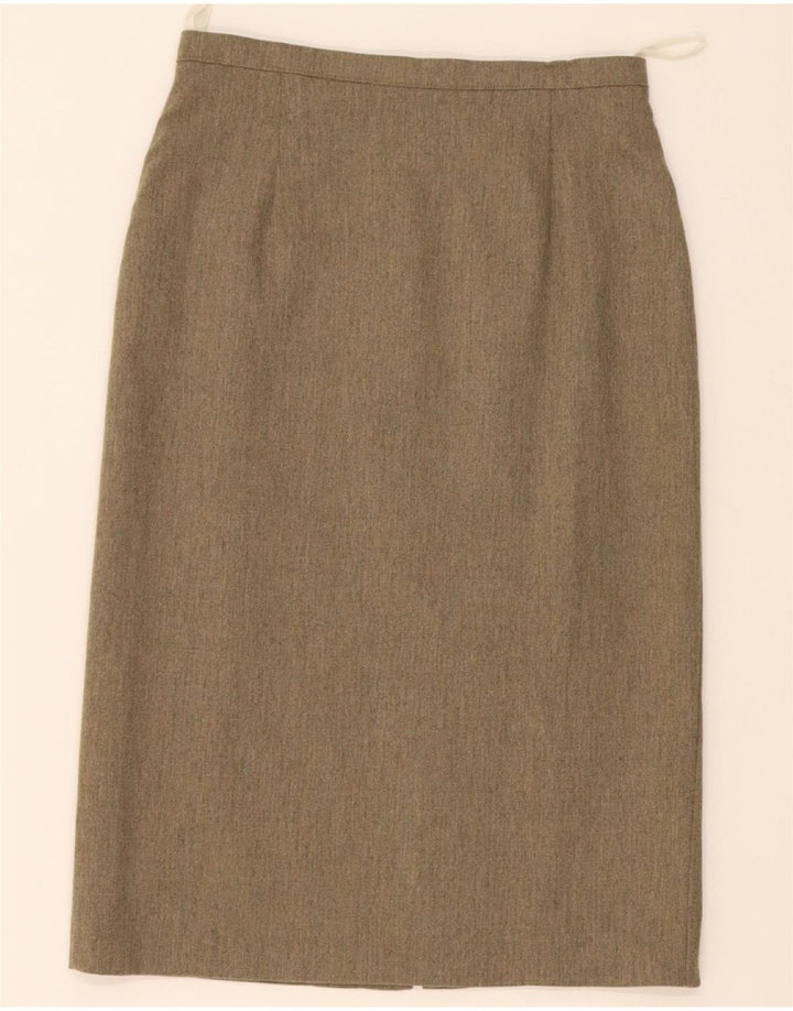 ST. BERNARD Womens Straight Skirt UK 10 Small W26 Khaki Wool Vintage St. Bernard and Second-Hand St. Bernard from Messina Hembry 