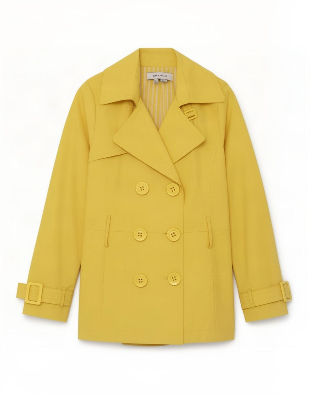 Trench da donna Zara UK 10 piccolo poliestere giallo