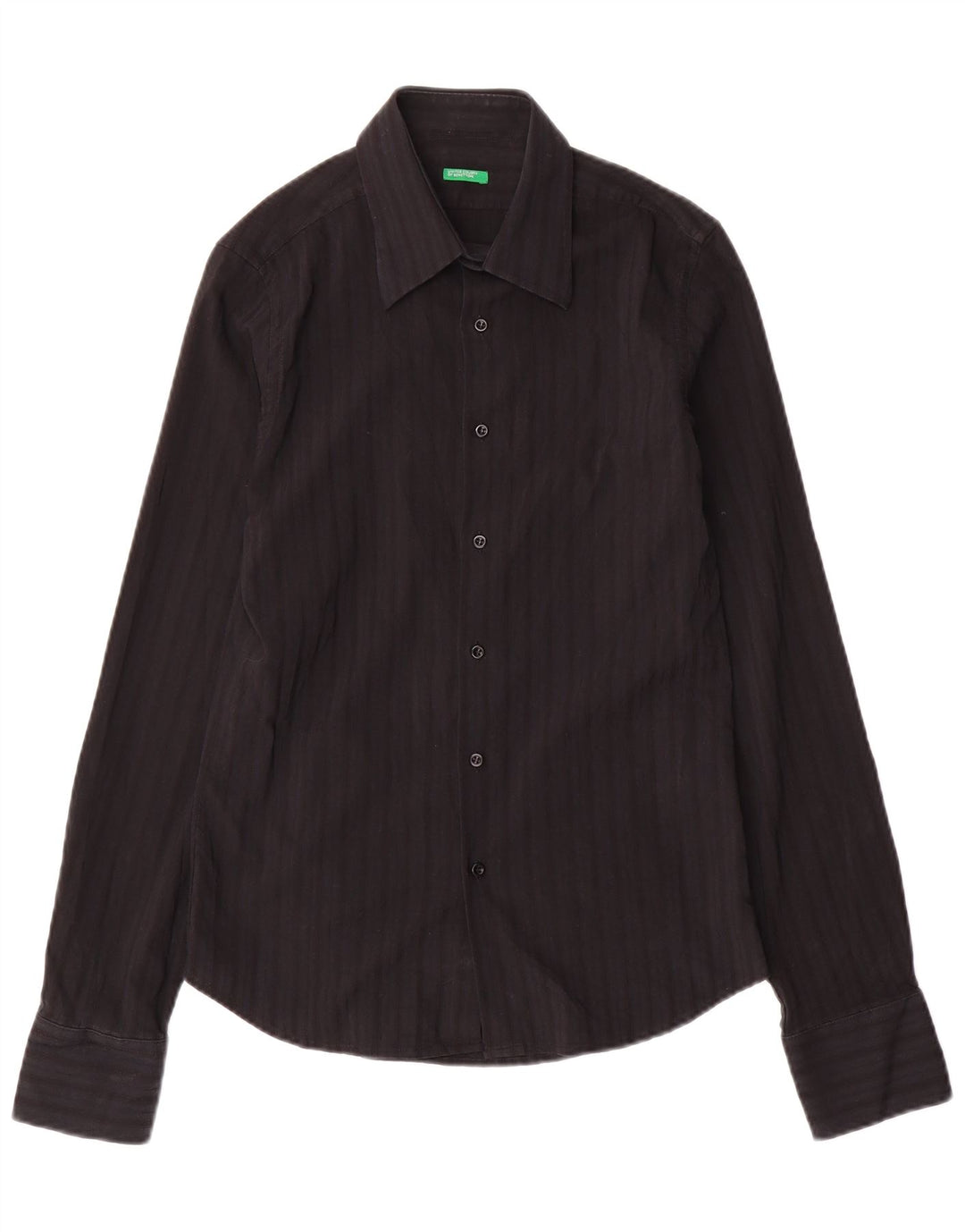 Camicia Benetton Uomo Cotone Gessato Medio Nero