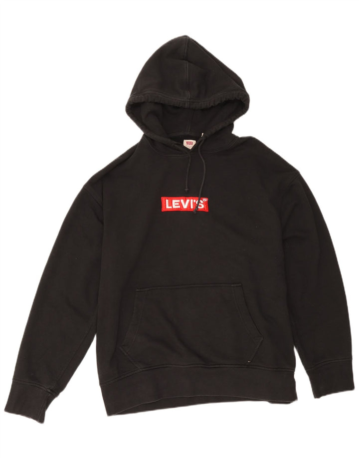 Levi's Uomo Felpa con cappuccio grafica rilassata Maglione grande in cotone nero