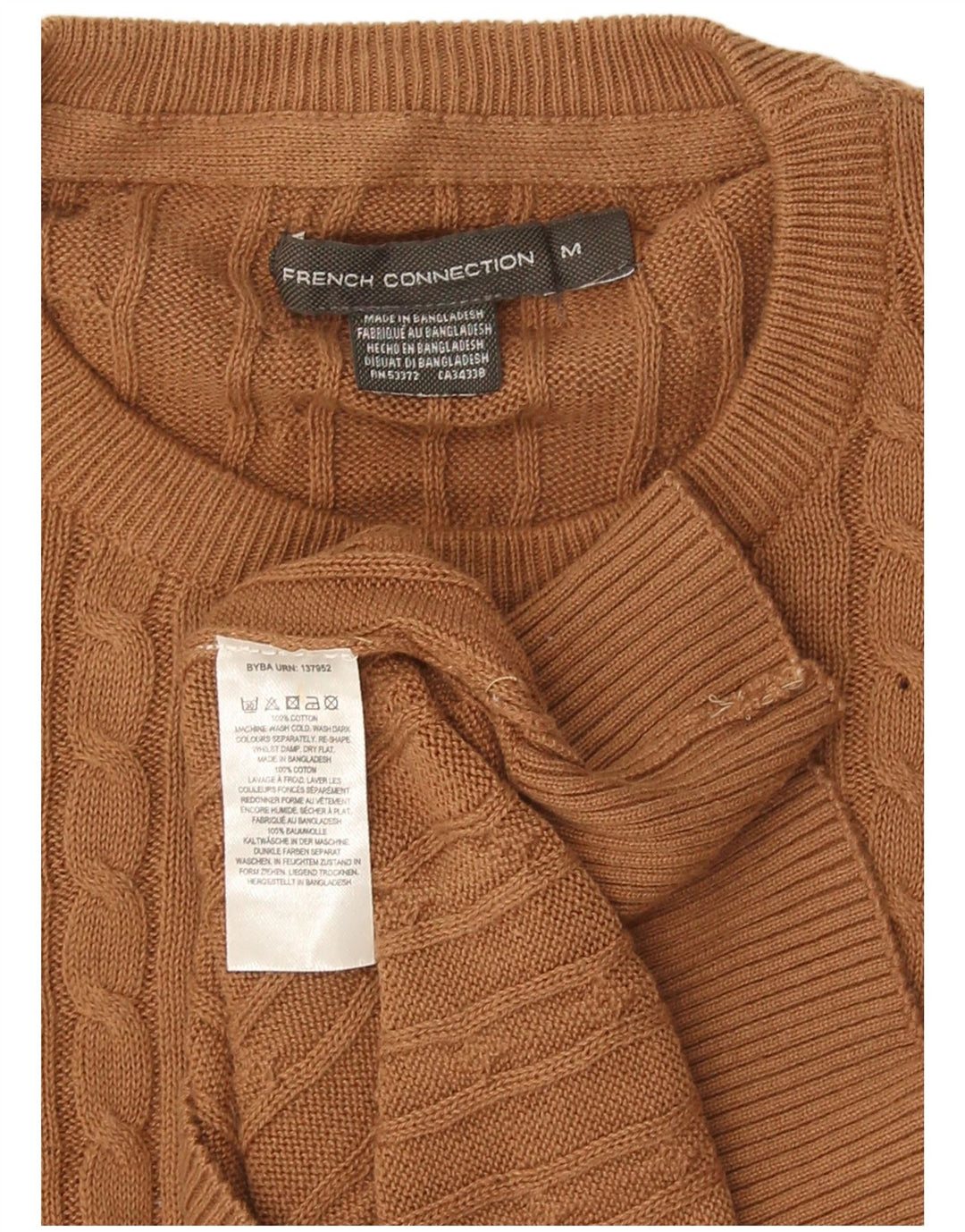 Maglione maglione girocollo da uomo French Connection in cotone marrone medio