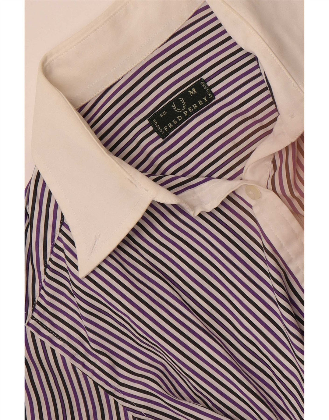 Camicia formale da donna Fred Perry UK 12 Gessato viola medio