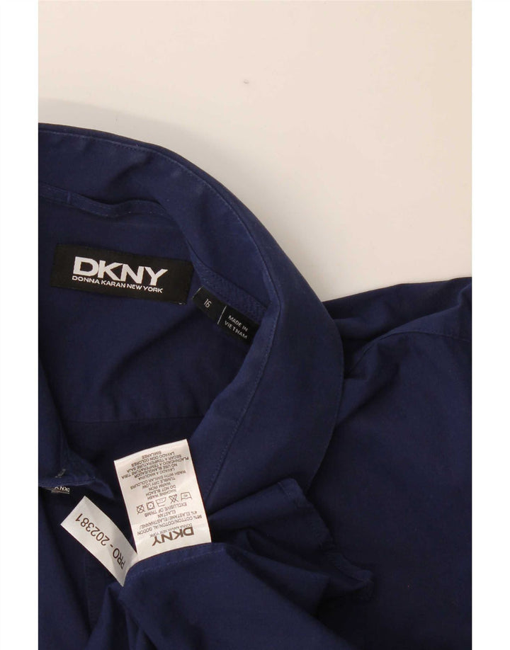 Camicia da uomo Dkny taglia 16 grande cotone blu navy