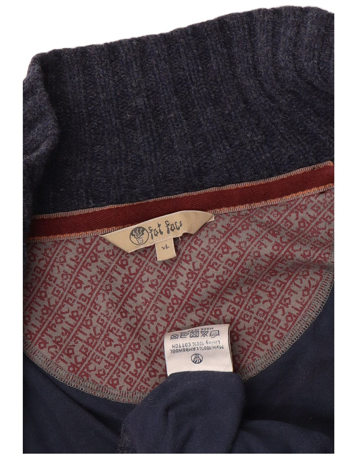 FAT FACE Maglione cardigan da donna UK 18 XL Lana blu navy