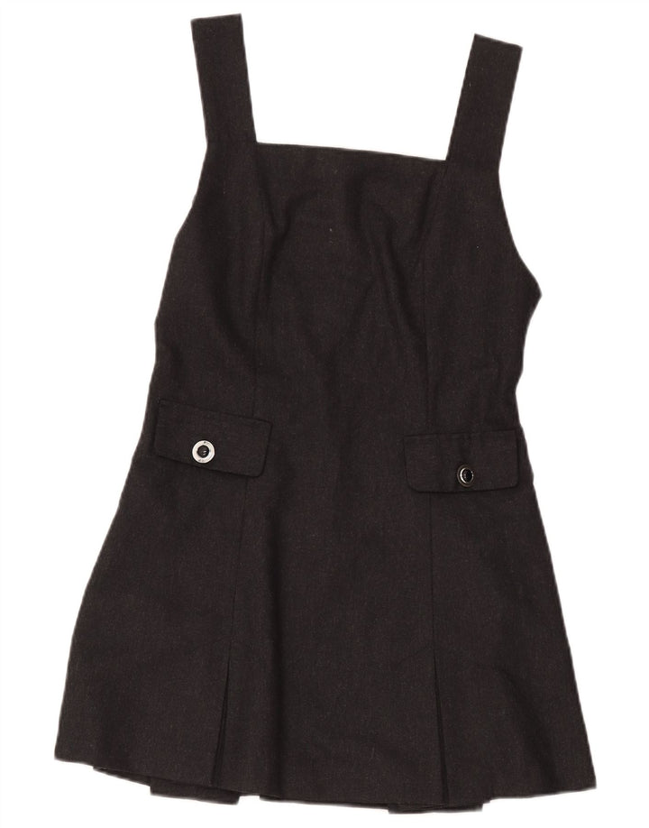 Abito vintage da donna mini senza maniche a trapezio IT 44 lana grigio medio