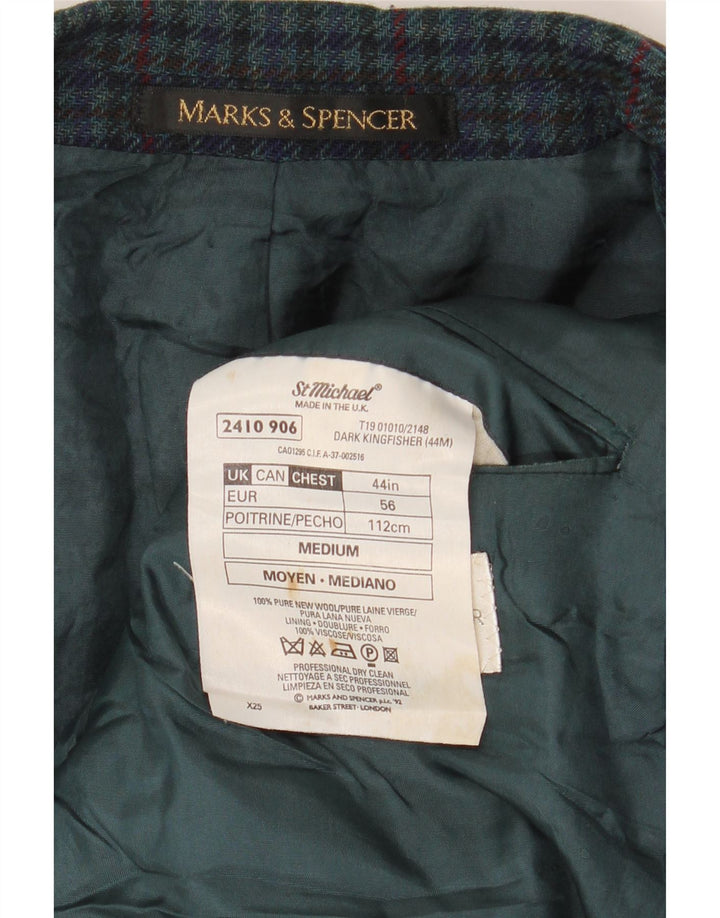 Giacca blazer da uomo Marks & Spencer St. Michael UK 44 XL verde pied de poule