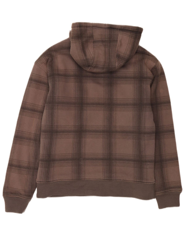 Maglione con cappuccio e zip grafica da uomo Quiksilver in cotone a quadri grigio medio