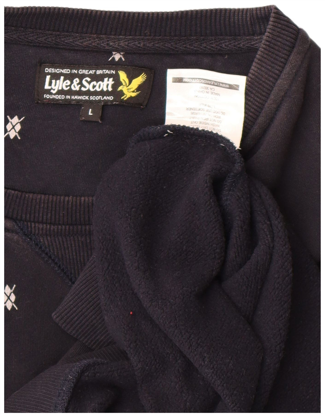 Felpa da uomo Lyle & Scott Maglione grande blu navy maculato