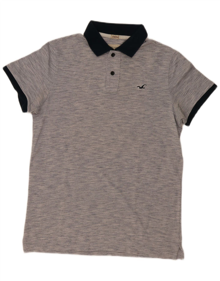 HOLLISTER Mens Stretch Polo Shirt Large Navy Blue Flecked