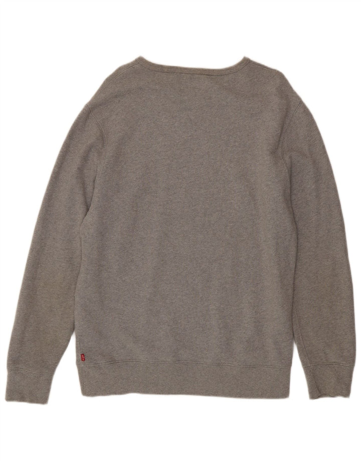 Levi's Felpa con grafica da uomo Maglione grande in cotone chiazzato grigio