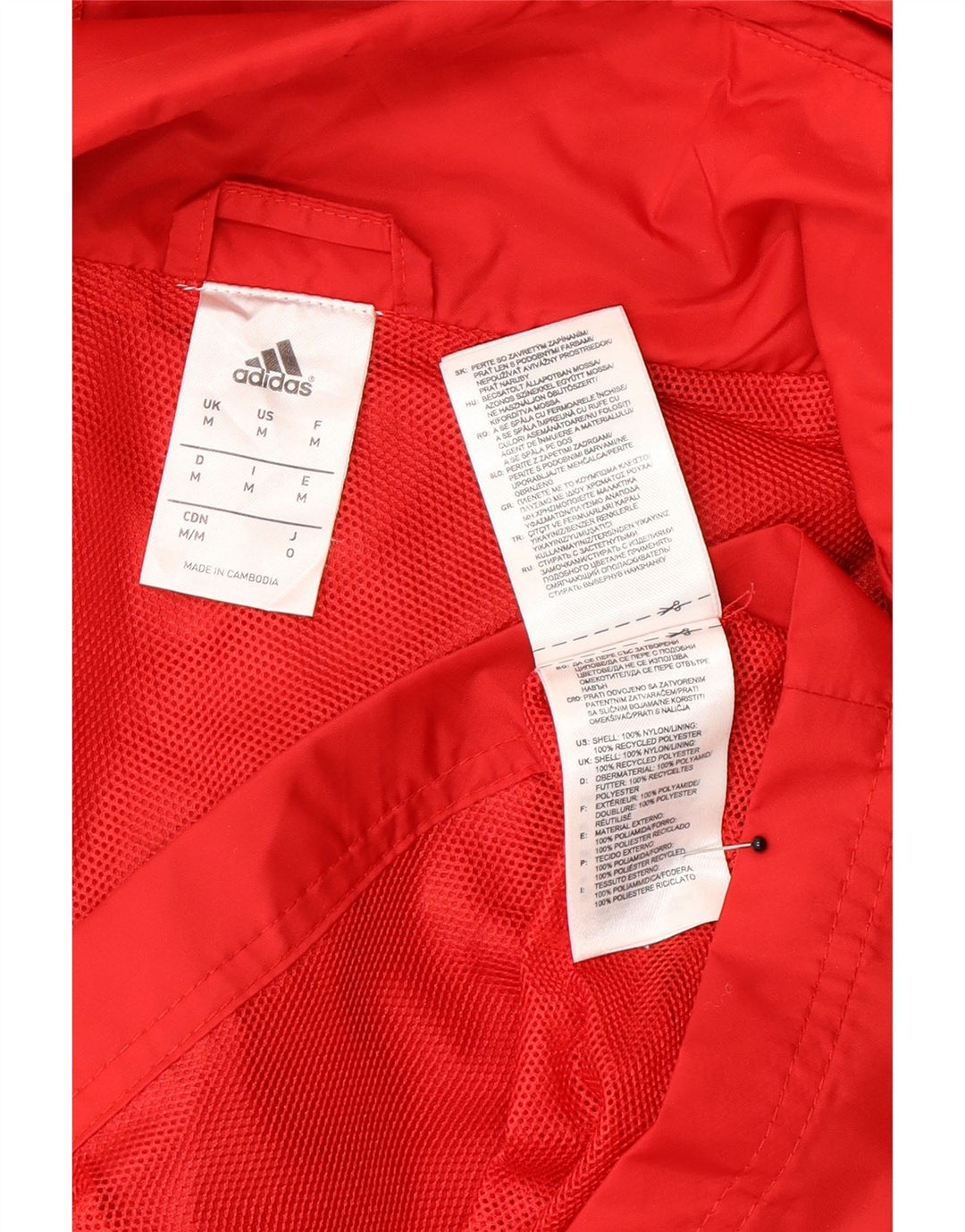 Giacca antipioggia con cappuccio da uomo Adidas UK 38 nylon rosso medio