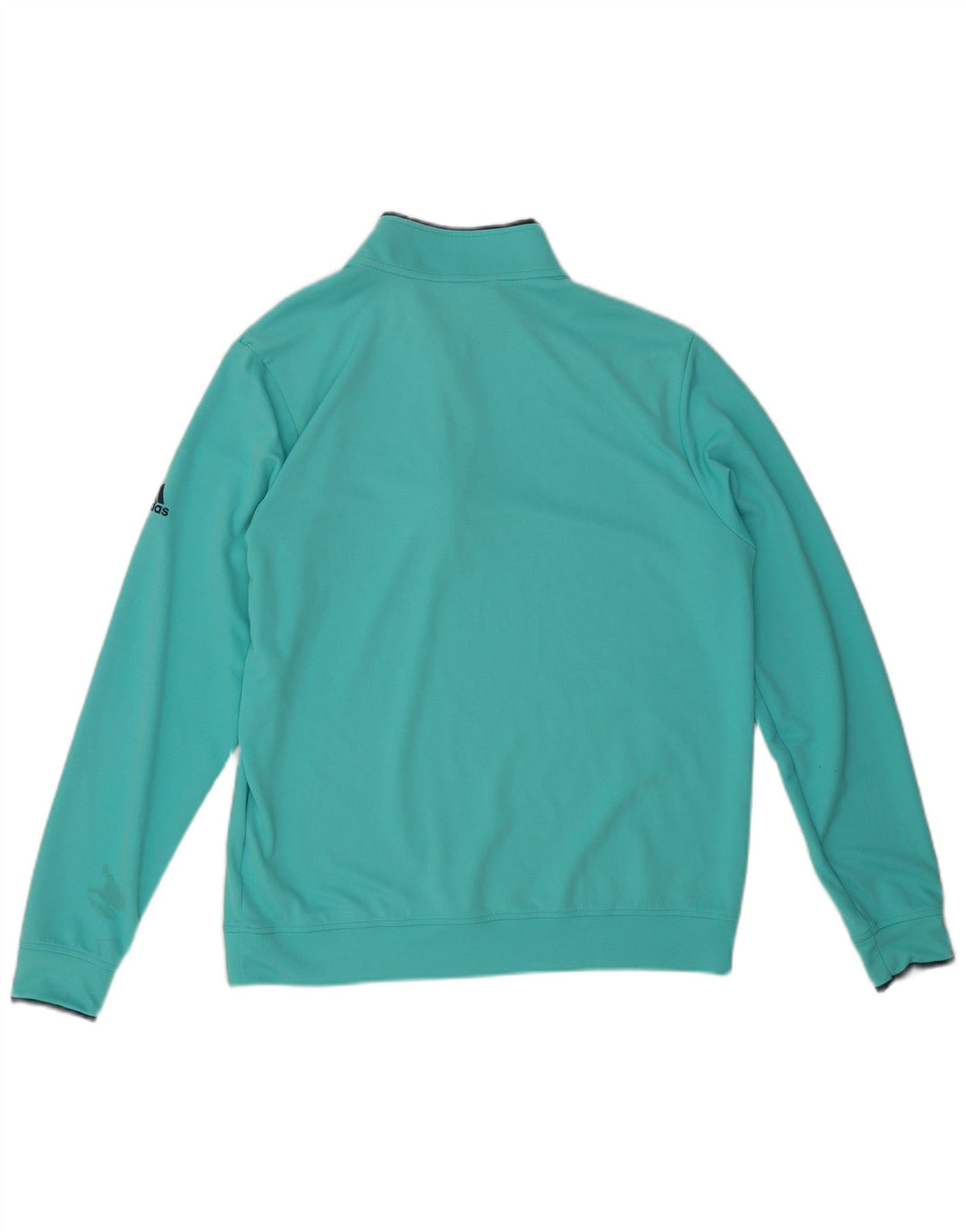 Adidas Uomo Zip Neck Pullover Tuta Top Medio Turchese Poliestere