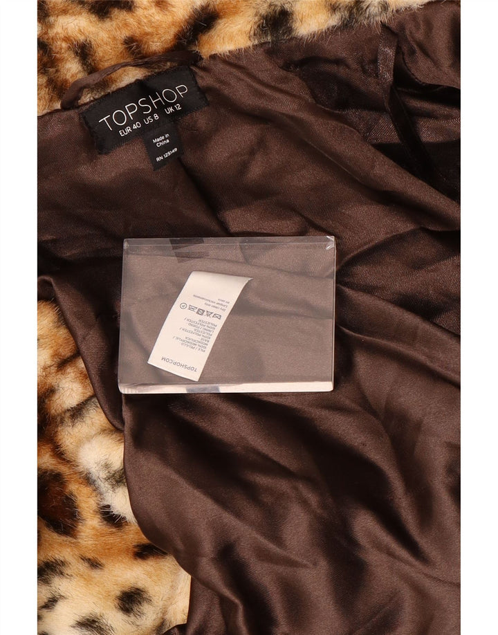 Topshop Cappotto doppiopetto da donna UK 12 Stampa animalier marrone medio