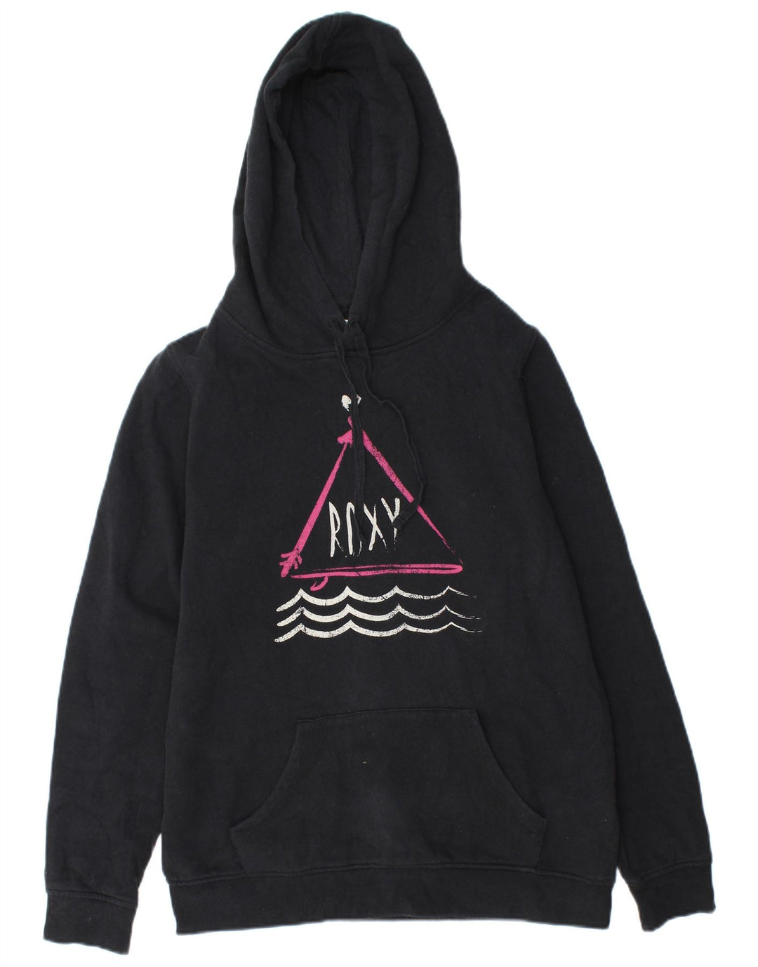 Felpa con cappuccio grafica da donna Roxy UK 14 cotone nero medio