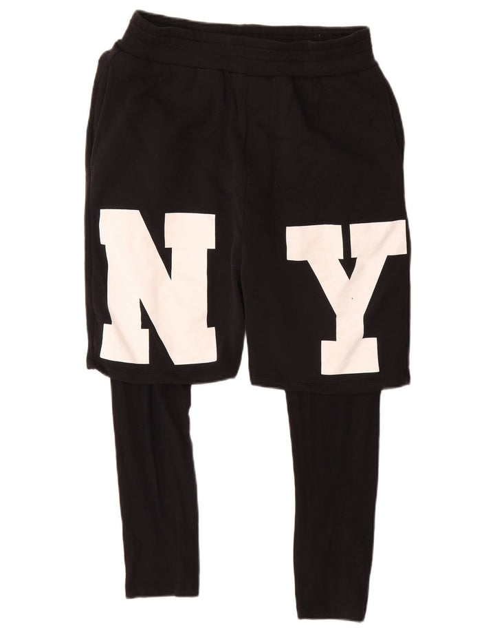Pantaloncini sportivi grafici da uomo Zara in cotone nero medio