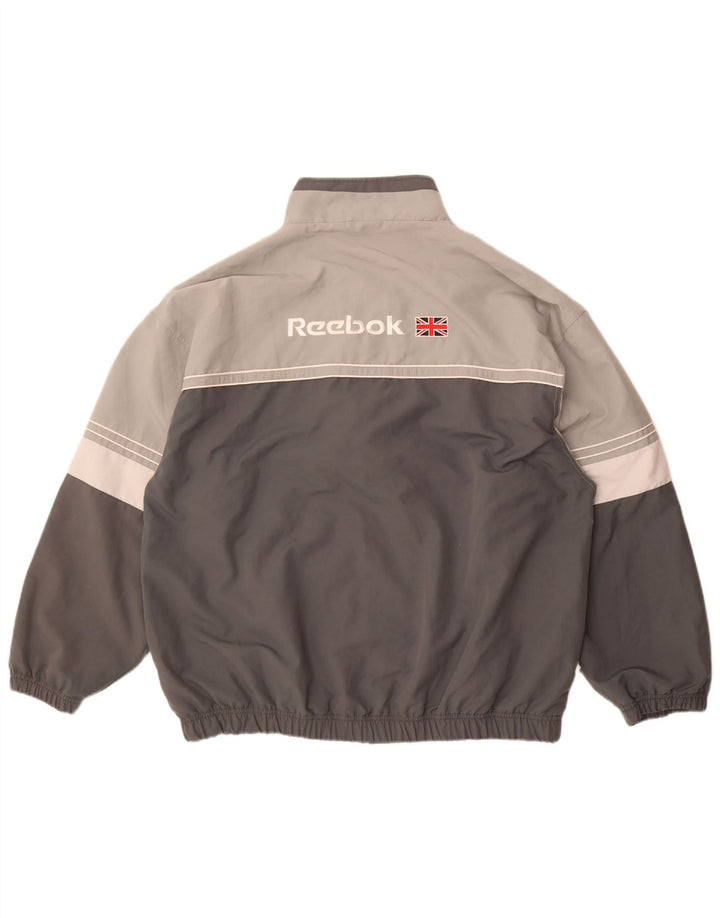 Giacca da ginnastica Reebok da uomo con grafica, grande, in poliestere color block grigio