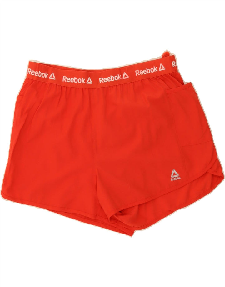 REEBOK Womens Graphic Sport Shorts UK 14 Large  Red Polyester Vintage Reebok and Second-Hand Reebok from Messina Hembry 