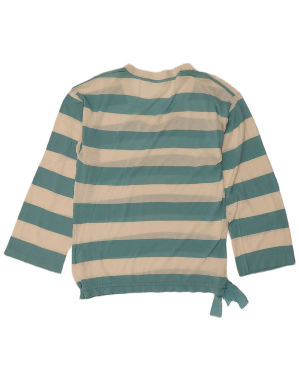 Hugo Boss Top trasparente da donna a maniche lunghe UK 10 Small Blue Striped